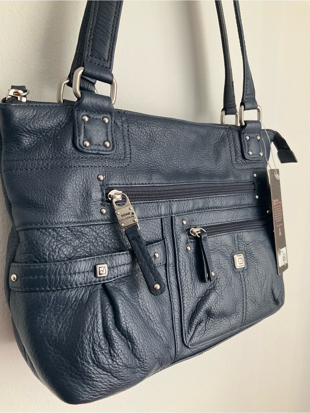 Stone Mountain Accessories Navy Leather Shoulder Bag - Picture 6 of 11
